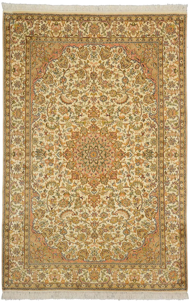 Cashmere Silk Tappeto orientale 130x190 Beige (Indian) Annodato A Mano