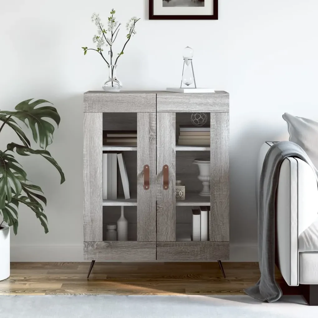 Credenza grigio sonoma 69,5x34x90 cm in legno multistrato