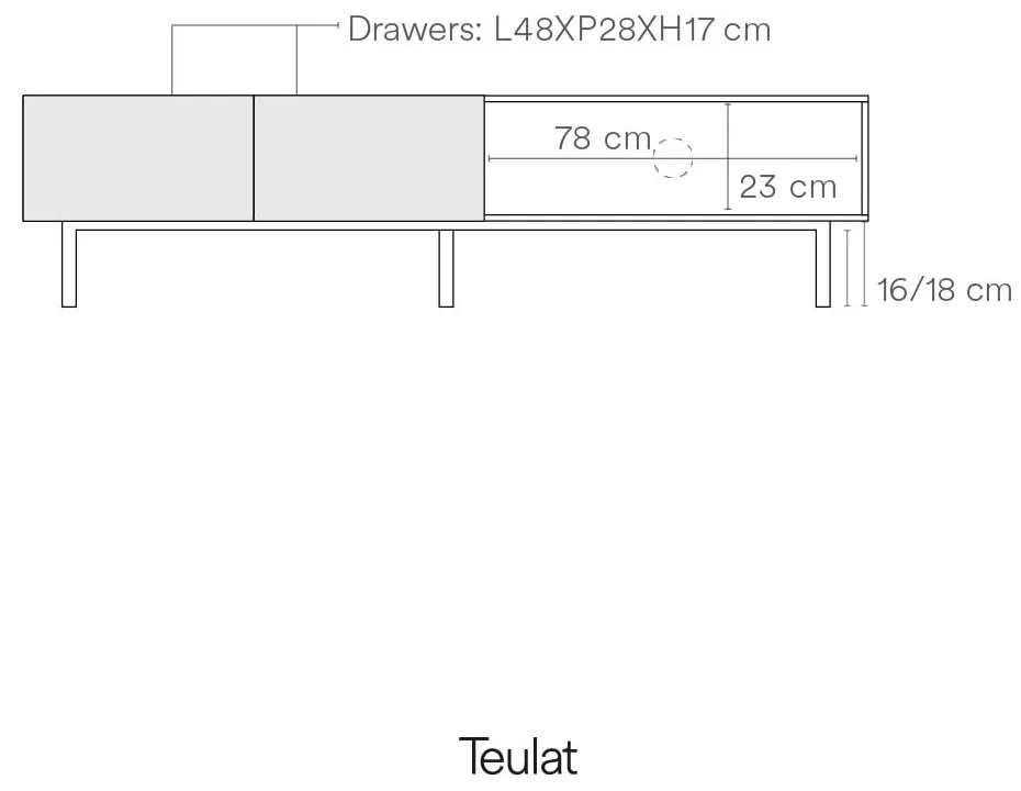 Tavolo TV in rovere decorato in bianco e naturale 180x45 cm Arista - Teulat