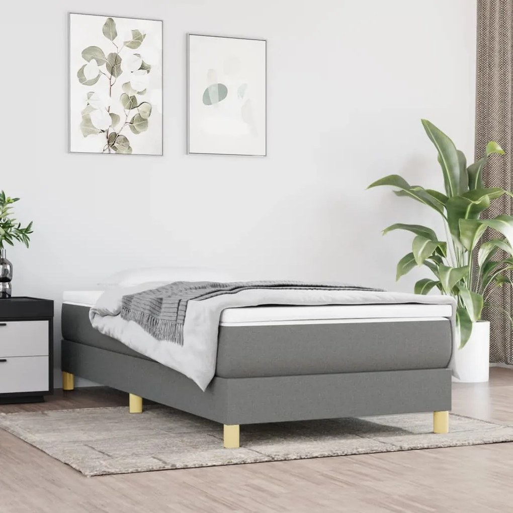 Giroletto A Molle Con Materasso Grigio Scuro 100x200 Cm Tessuto /