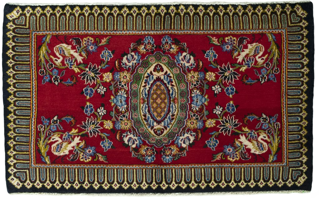 Kashan Tappeto persiano 70x120 Rosso (Iran) Annodato A Mano