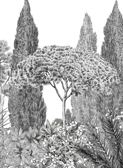 Isidore Leroy Carta da parati panoramica Riviera Grisaille - Grisaille – Bahnen 4/5/6