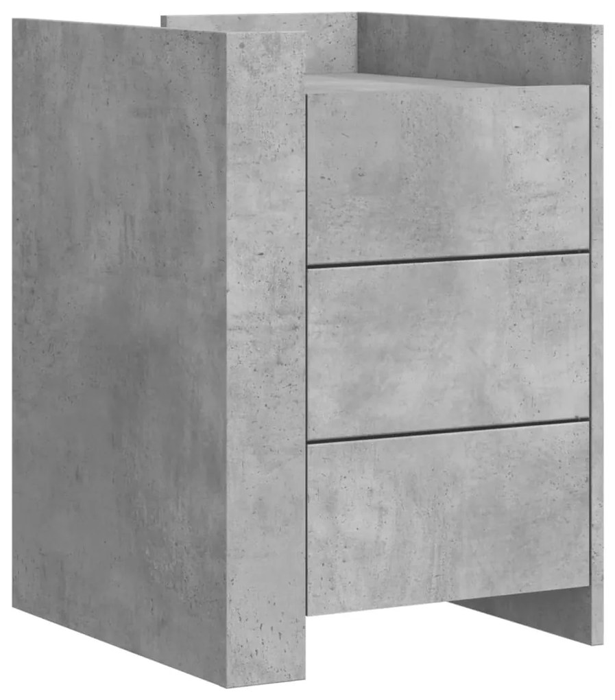 Comodino grigio cemento 45x50x65 cm in legno multistrato