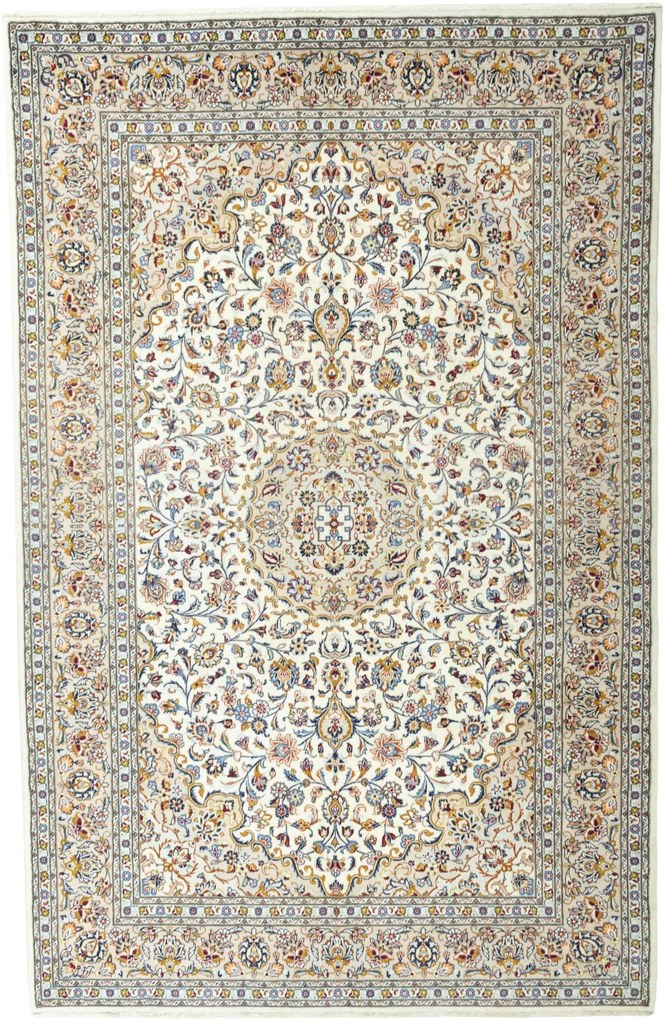 Kashan Tappeto 340 x 220 Beige (Iran) Annodato A Mano