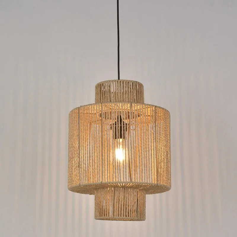 Lampadario Moderno CANCUN nero paralume beige E27 Ø30cm COREP
