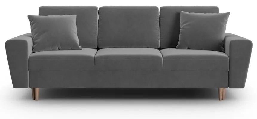 Divano grigio chiaro allungabile e con contenitore con rivestimento in velluto 235 cm Kyoto – Cosmopolitan Design