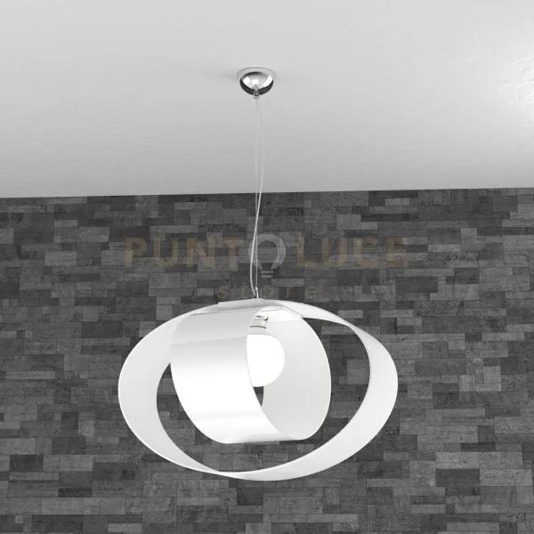 Lap sospensione d.52 cm 1 luce attacco e27 in vetro bianco