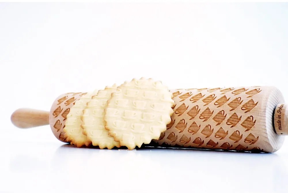 Rullo per pasta in legno goffrato Tea Cups - Valek