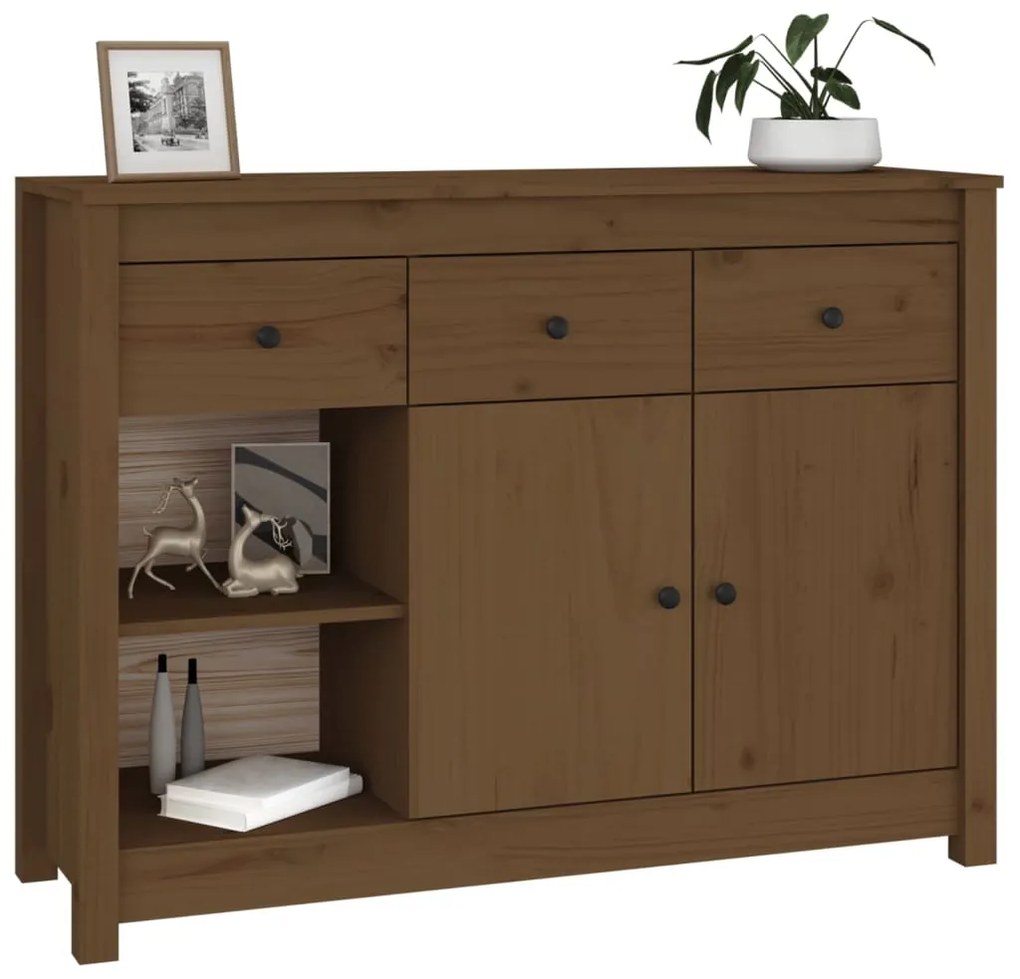 Credenza miele 100x35x74 cm in legno massello di pino