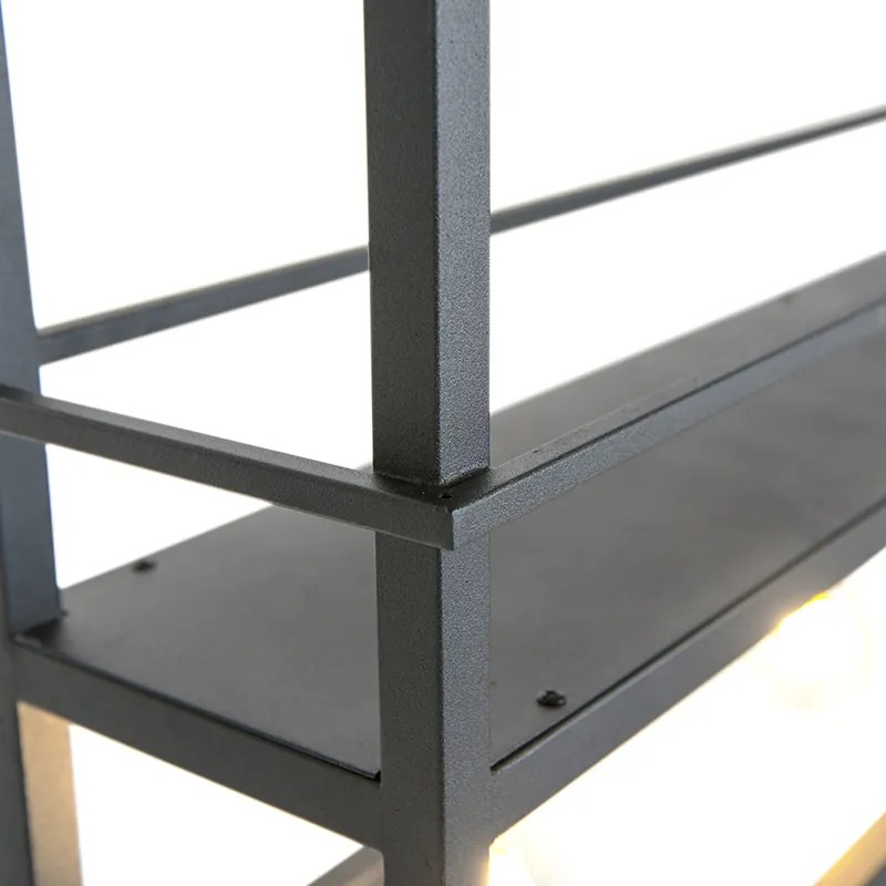 Lampada a sospensione nera con ripiano 4 luci - Cage Rack