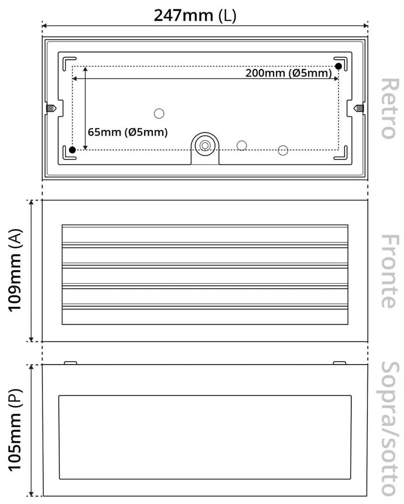 Applique Line Design - E27 Grigia per Esterni IP65 Antiabbagliamento