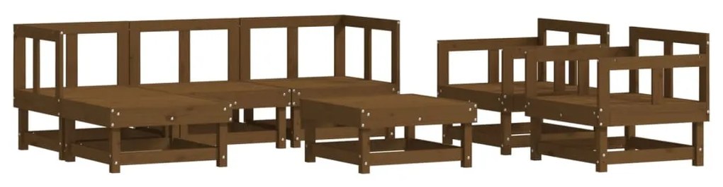 Set Divani da Giardino 7 pz con Cuscini in Legno Massello Miele