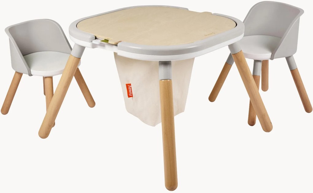 Tavolo da gioco per bambini in legno di faggio con sedie Funzy, set da 3