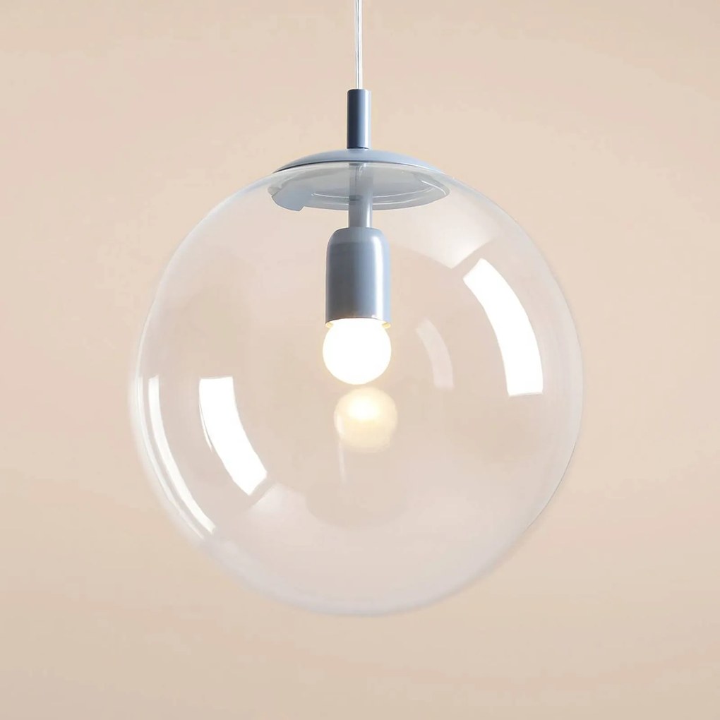 ALDEX Lampada a sospensione Nohr con paralume in vetro, blu/trasparente