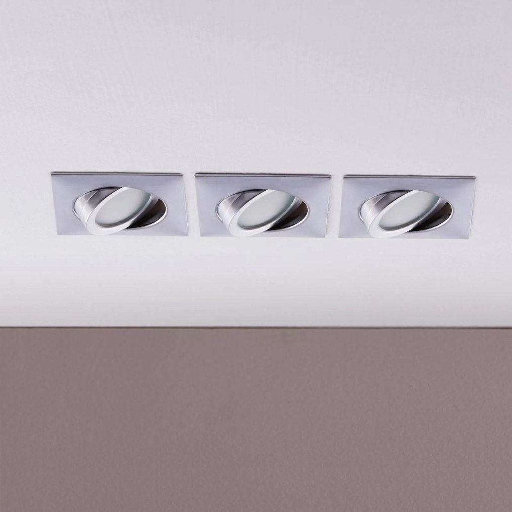 Lindby Lampade a incasso cromate con LED, set di 3 angolare