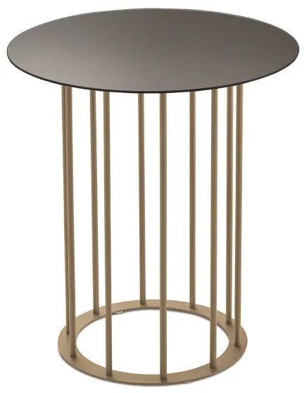 Tavolino tondo D45 cm con base in metallo Beige e piano in vetro Fumč MUTE