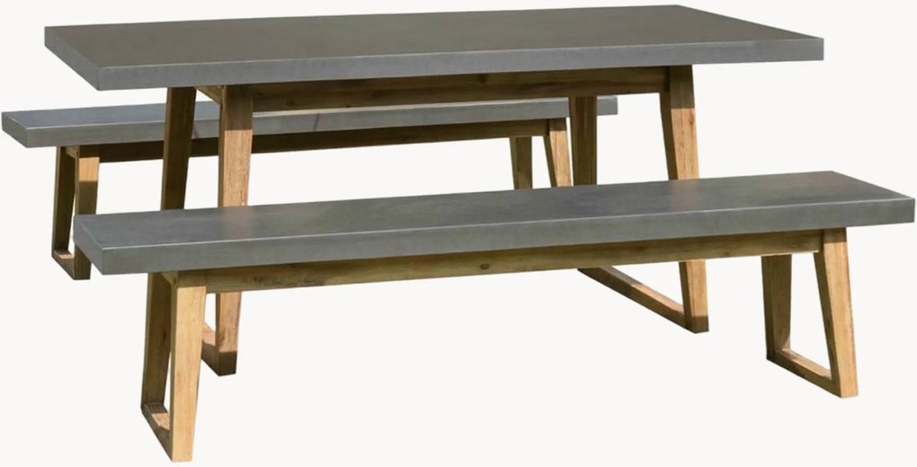 Set tavolo e sedie da giardino con gambe in legno di acacia Hector, set da 3