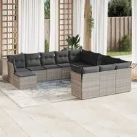 Set Divano Giardino 12 pz con Cuscini Grigio Chiaro Polyrattan 3250471