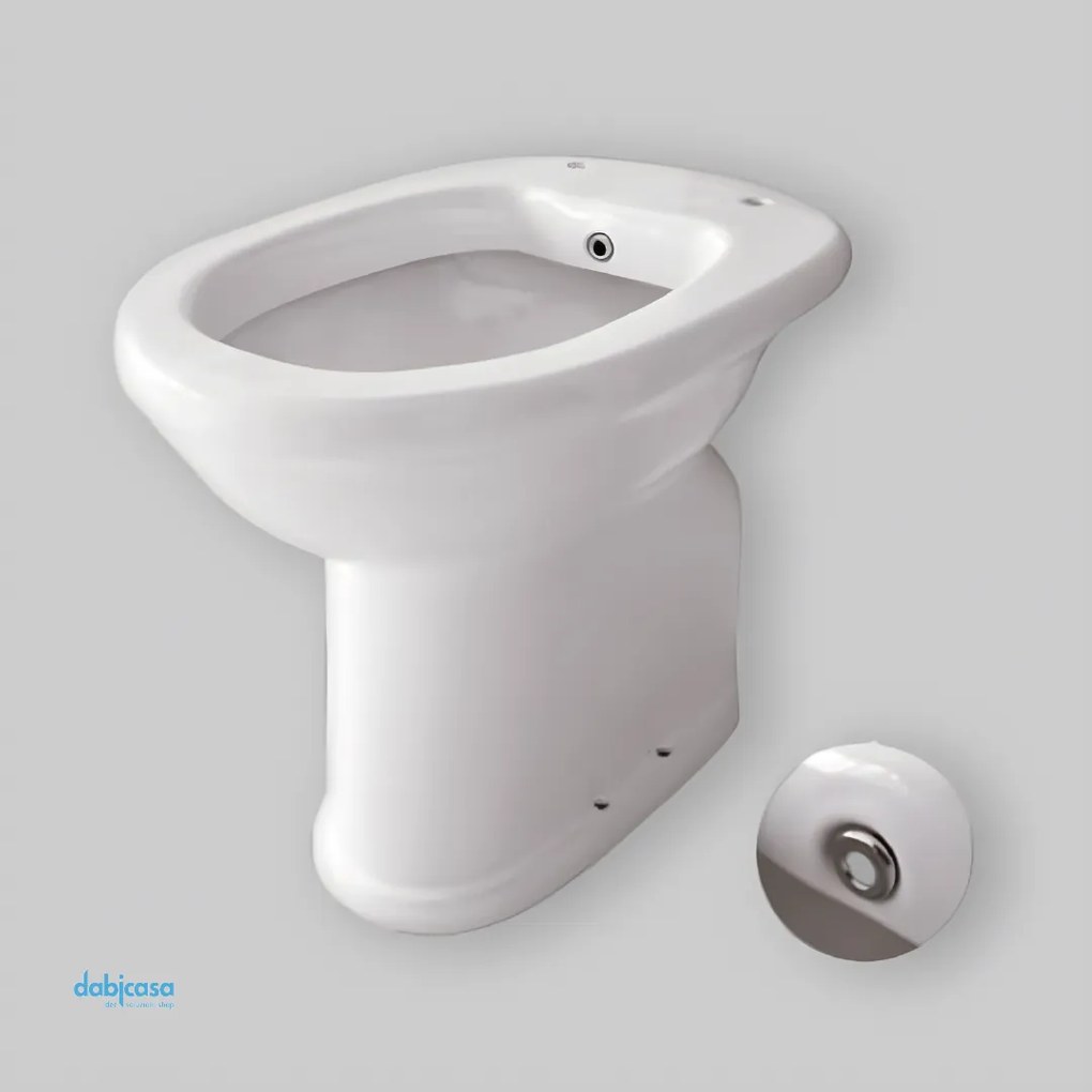 Vaso/Bidet Con Erogatore In Ceramica Finitura Bianco Lucido C/Scarico a Parete