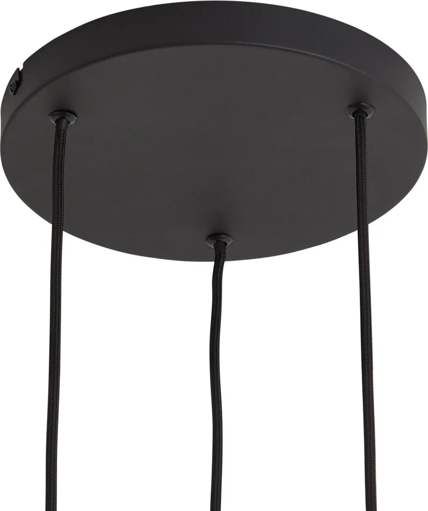 Lampada a sospensione moderna nera a 3 luci con paralume rotondo - Concerto