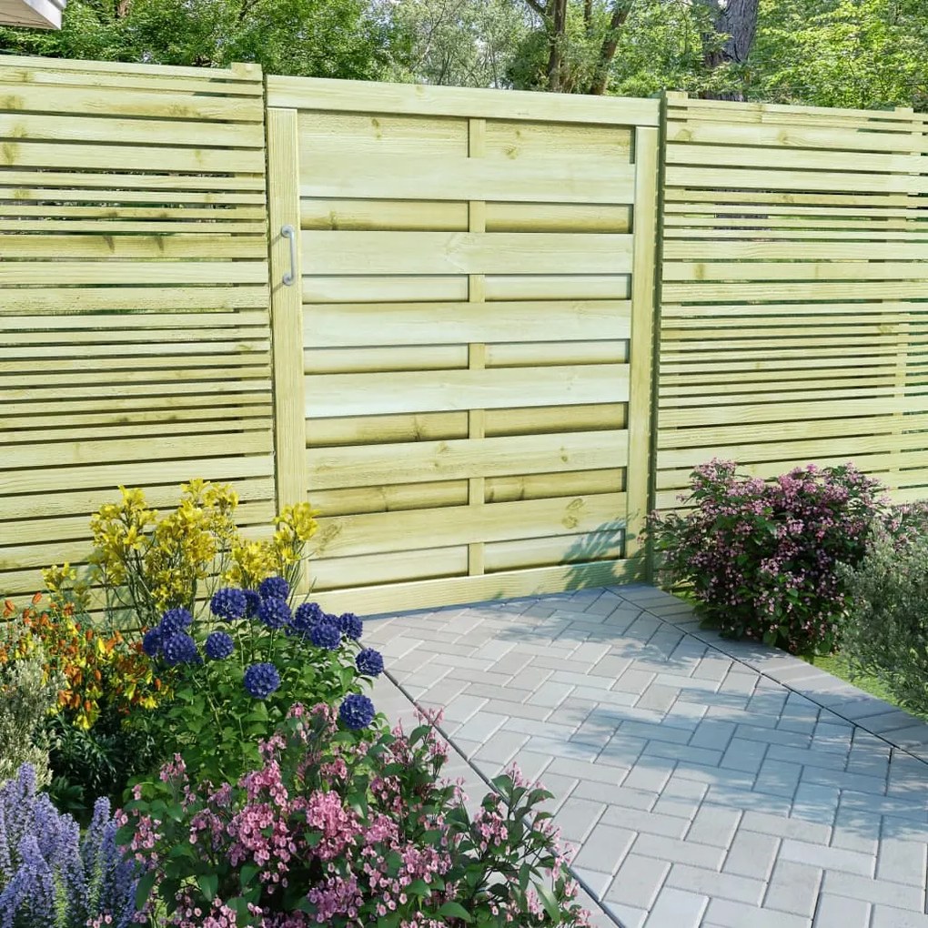 Cancello Da Giardino Legno Di Pino Impregnato 100x125 Cm Verde /