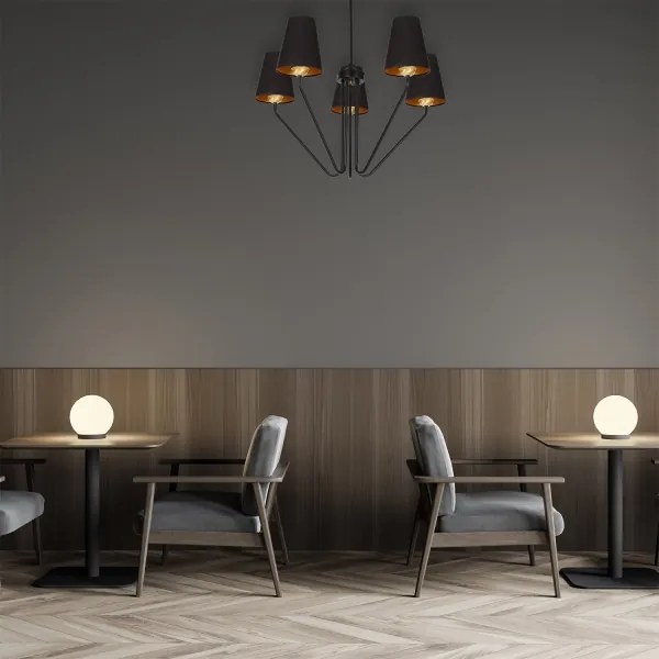 Lampadario a sospensione con supporto rigido VICTORIA 5xE27/60W/230V nero