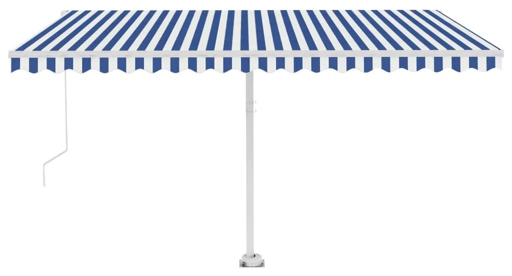 Tenda da Sole Retrattile Manuale con LED 400x350 cm Blu Bianco