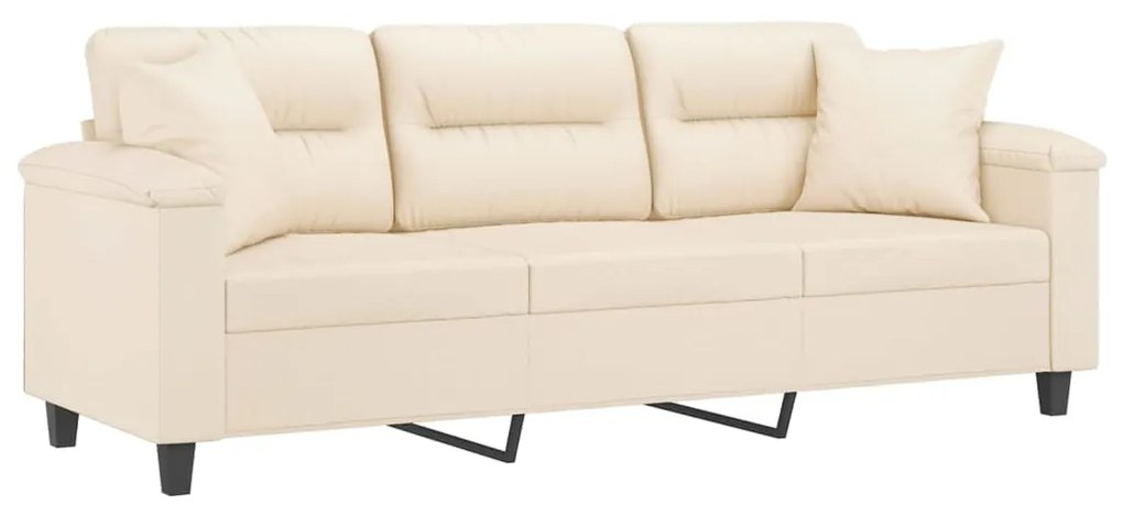 Divano a 3 posti con cuscini beige 180 cm tessuto microfibra