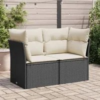 Divano da Giardino con Cuscini a 2 Posti Nero in Polyrattan 365998