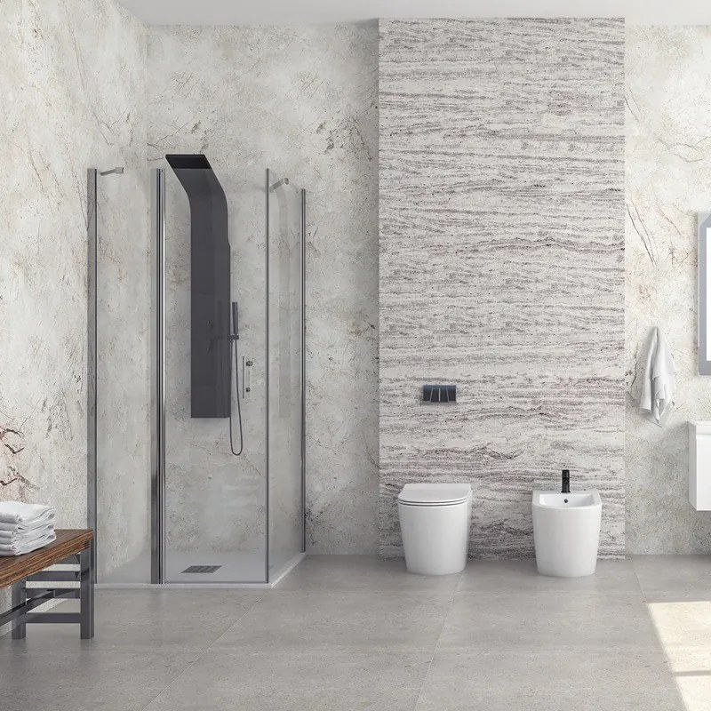 Kamalu - Cabina doccia 90x120 battente 120 e fisso 90 | KPX2800