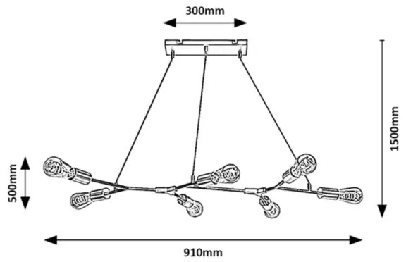 Rabalux 72027 - Lampadario a sospensione BRANWEN 7xE27/25W/230V