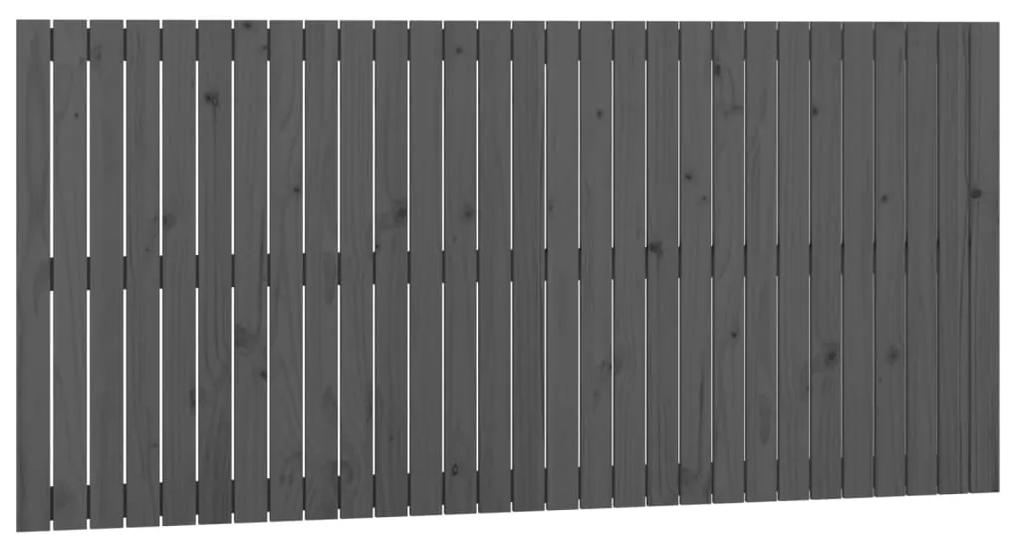 Testiera da parete grigia 185x3x90 cm in legno massello di pino