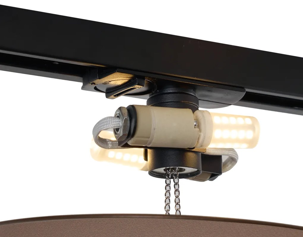 Plafoniera moderna bronzo per sistema a binario monofase 2 luci - Iconic Pulley