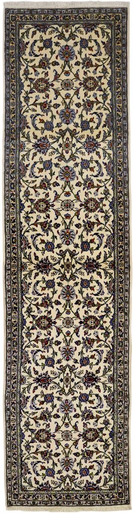 Kashan Tappeto persiano 100x400 Blu (Iran) Annodato A Mano
