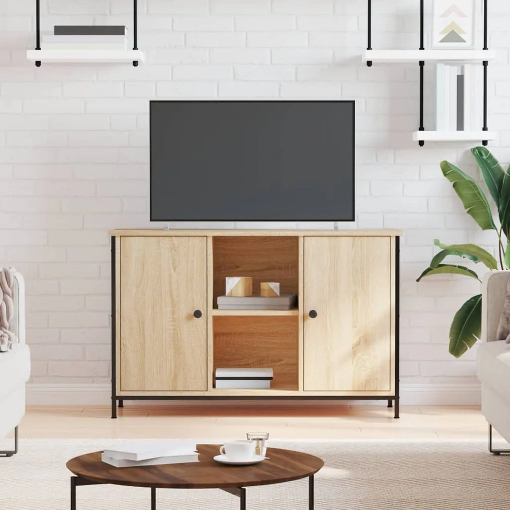 Mobile Porta Tv Rovere Sonoma 100x35x65 Cm İn Legno Multistrato /