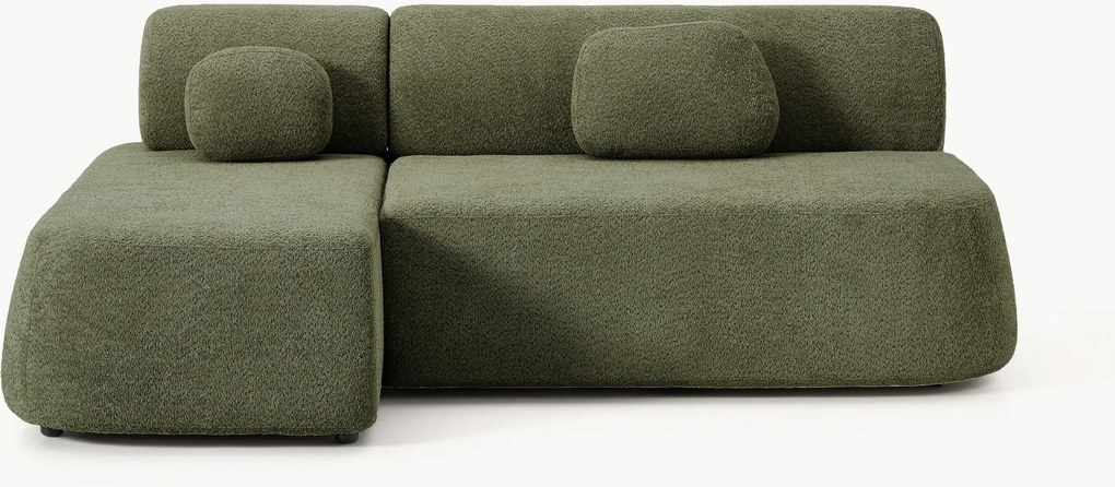 Divano angolare letto in teddy-bouclé con contenitore Pao