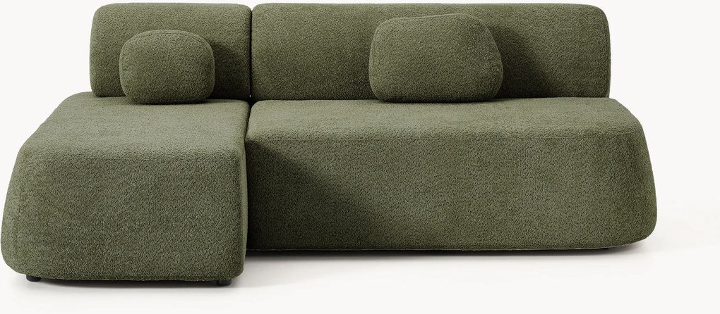 Divano letto angolare 2 posti in teddy-bouclé Pao