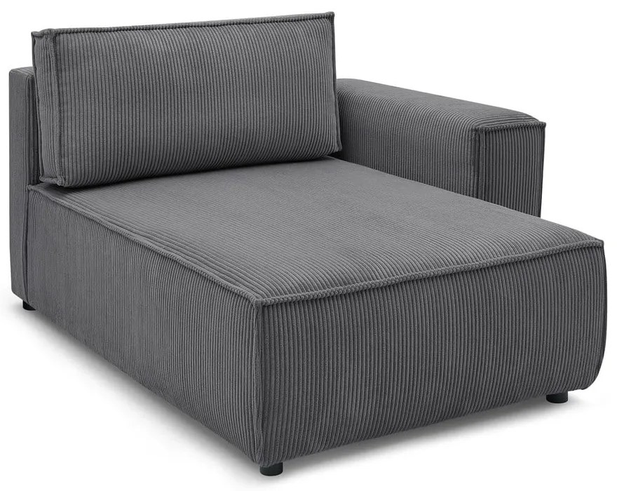 Modulo divano in velluto a coste grigio scuro, angolo destro Nihad modular - Bobochic Paris