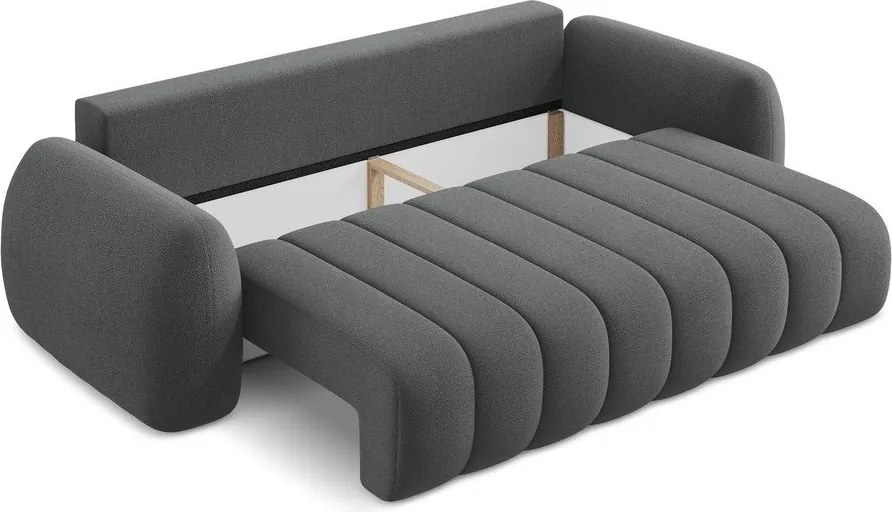 Divano grigio scuro allungabile/con contenitore con rivestimento in bouclé 266 cm Pele – Makamii