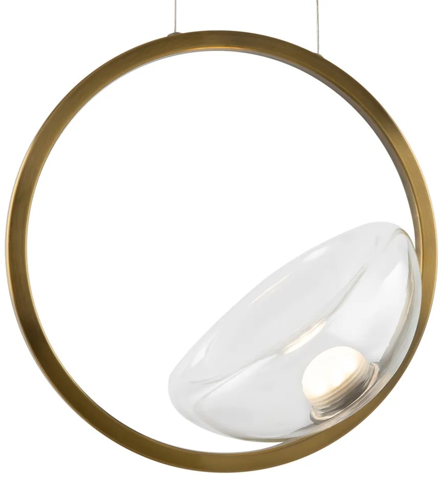 Lampadario A Sospensione Moderno Lunare Metallo Ottone Vetro Luce Led 5W