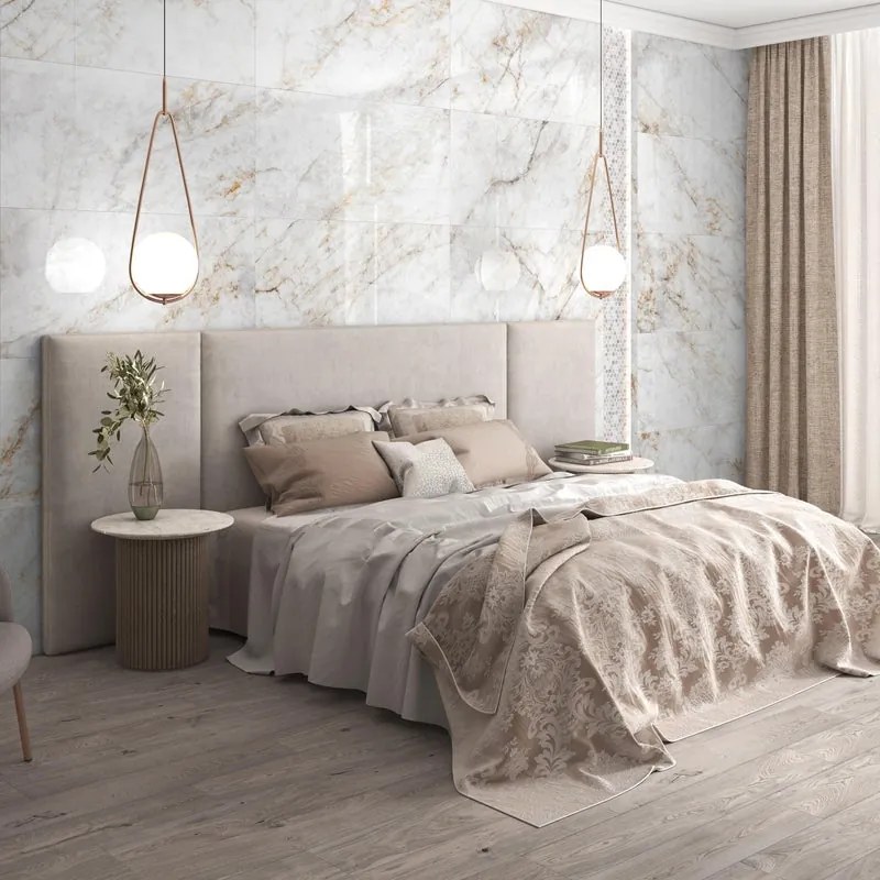 Piastrella da pavimento e rivestimento interno 59 x 119 cm Sp. 10 mm rettificato Cuarzo Reno in gres porcellanato beige lucido traffico medio forte (pei 3/5) 1.4 mq