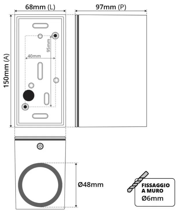 Applique Quadrata Bidirezionale IP65 - GU10 Mattone Corten Base GU10