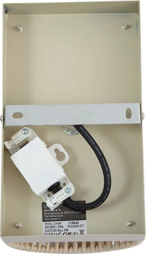 Lampada da parete Japandi beige con corda IP44 - Jayla