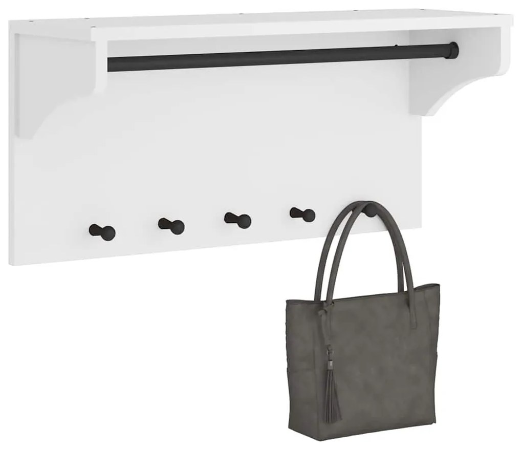 Appendiabiti Da Parete Sandnes Bianco 87x30x42 Cm Legno Di Pino /