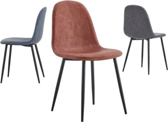 Sedia Da Pranzo Moderna In Ecopelle Grigia Gambe Nere Irene