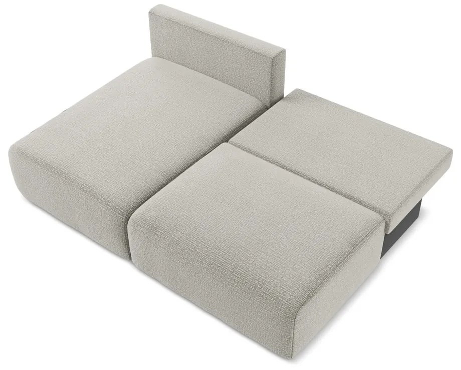 Divano angolare grigio chiaro allungabile/con contenitore (con penisola a sinistra) Kalena – Makamii