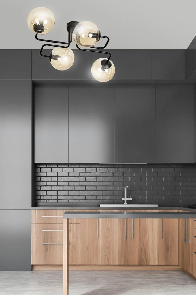 Lampadario da Soffitto BRENDI 4 in acciaio e vetro 4xE14