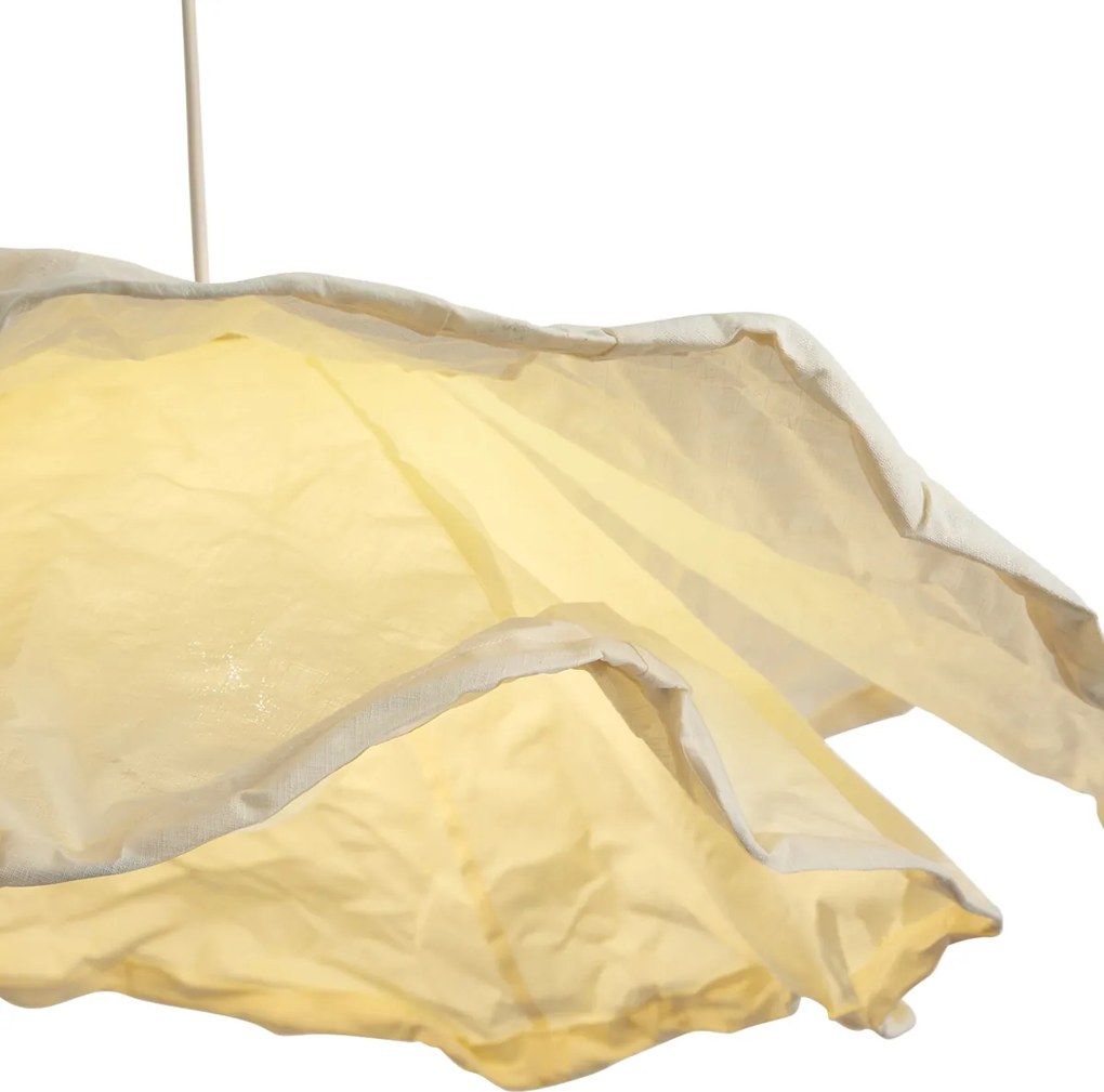 Lampada a sospensione Japandi beige con paralume in tessuto 80 cm - Papel