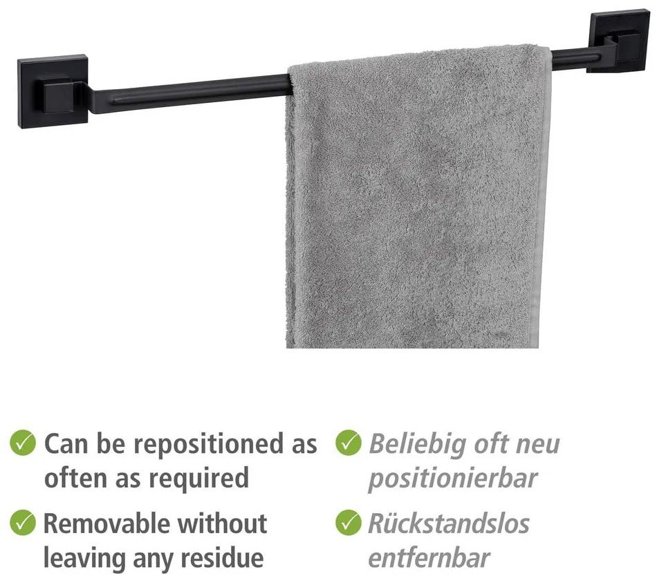 Porta asciugamani autoportante in acciaio inox nero Quadro - Wenko