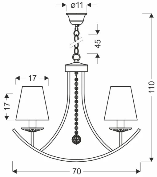 Lampadario a catena VITORIA 4xE14/40W/230V giallo/ottone